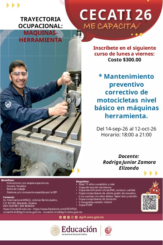 Mantenimiento preventivo correctivo del sistema eléctrico de motocicletas nivel básico en máquinas herramientas