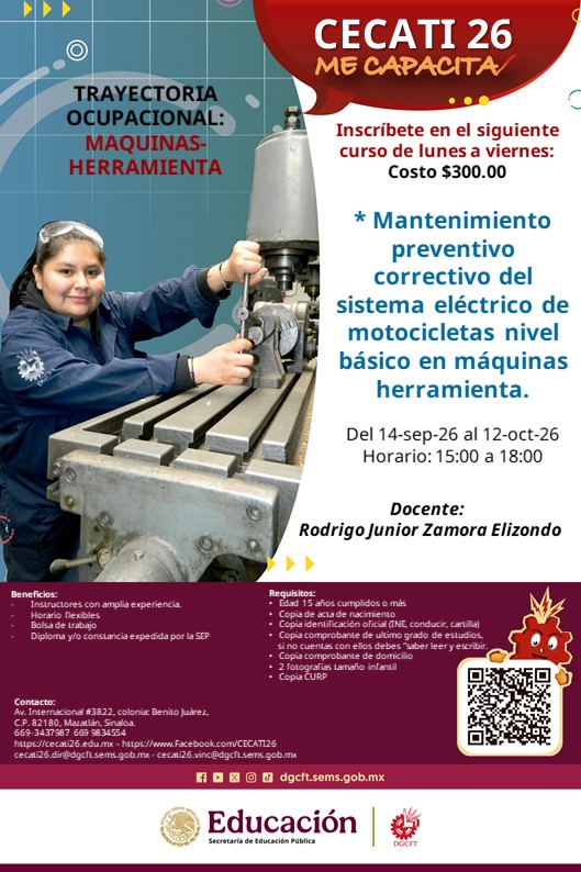 Mantenimiento preventivo correctivo de motocicletas nivel básico en máquinas herramienta