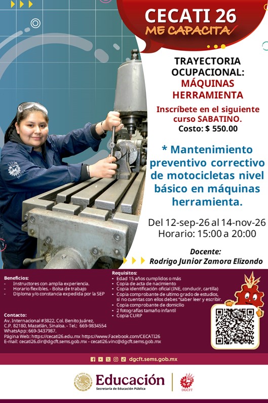 Mantenimiento preventivo correctivo de motocicletas nivel básico en máquinas herramienta